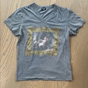 D&G Artistic Gray V-Neck Tee